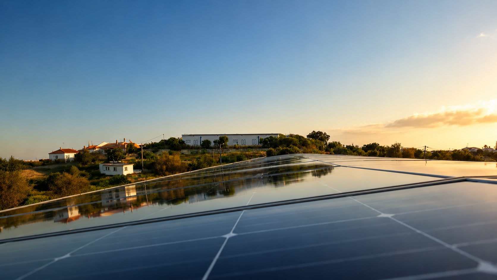 Solar panels at sunset, Central Algarve